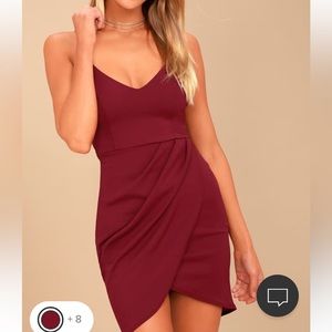 Lulu’s “Forever Your Girl” mini ruched dress, wine red, size small NWT